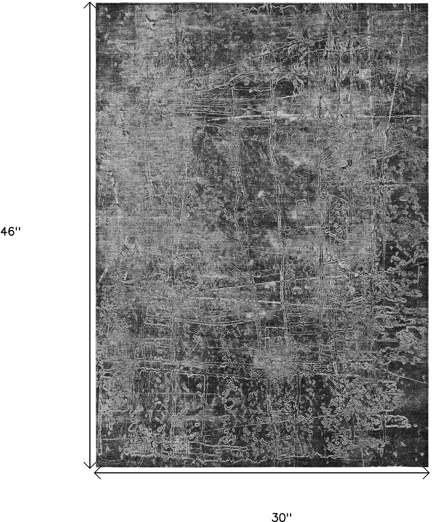 3' X 4' Gray Abstract Washable Non Skid Indoor Outdoor Area Rug Photo 3