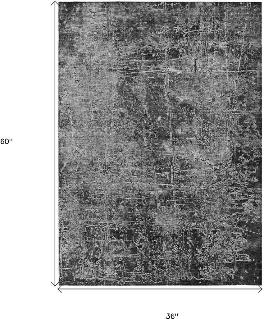 3' X 5' Gray Abstract Washable Non Skid Indoor Outdoor Area Rug Photo 3