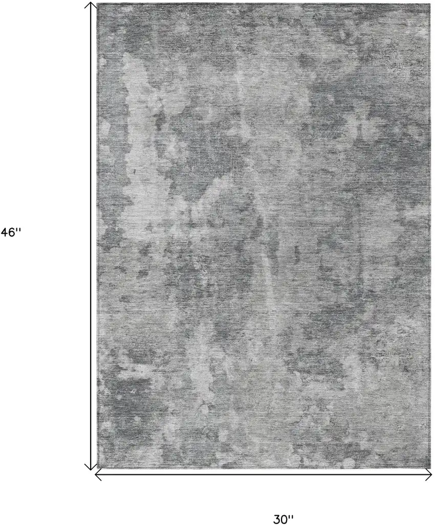 3' X 4' Gray Abstract Washable Non Skid Indoor Outdoor Area Rug Photo 3