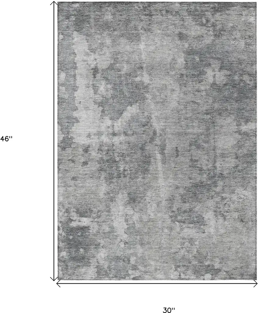 3' X 4' Gray Abstract Washable Non Skid Indoor Outdoor Area Rug Photo 3