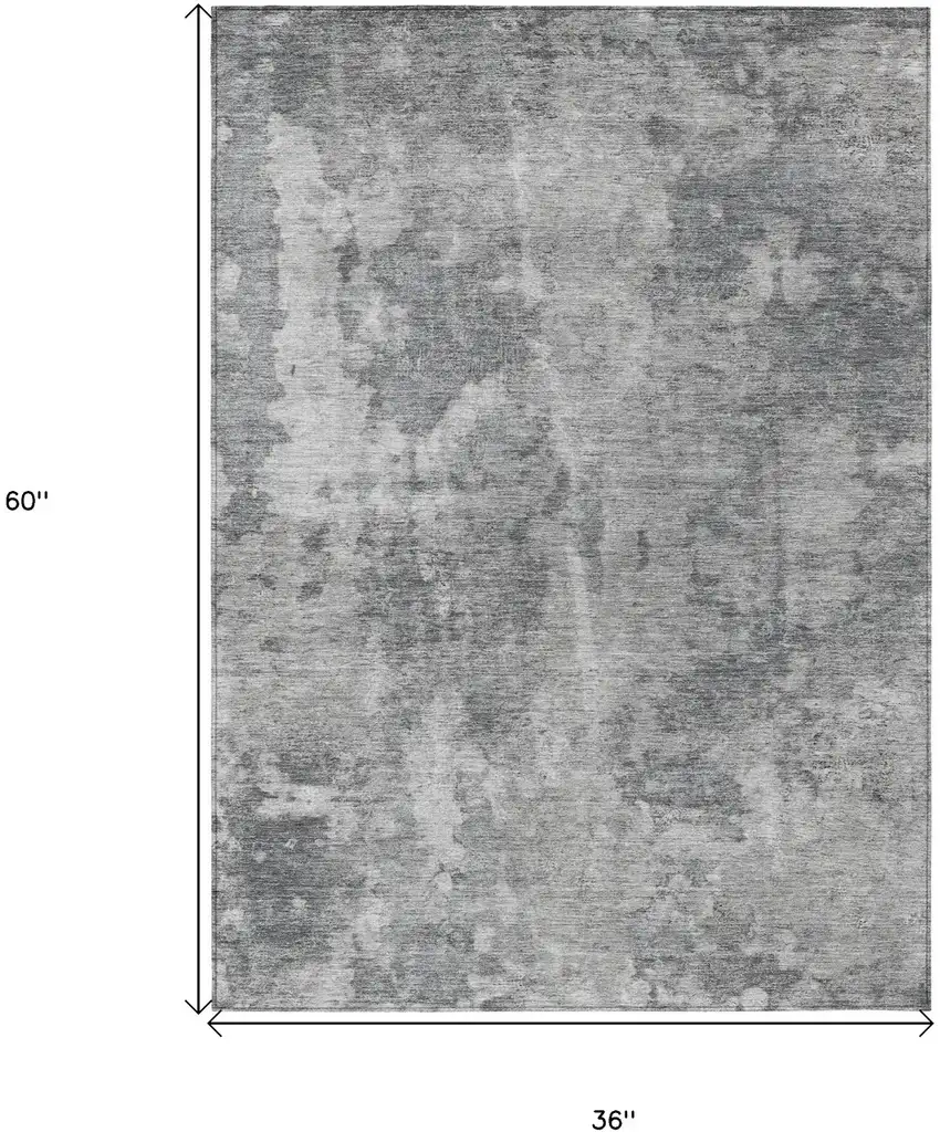 3' X 5' Gray Abstract Washable Non Skid Indoor Outdoor Area Rug Photo 3