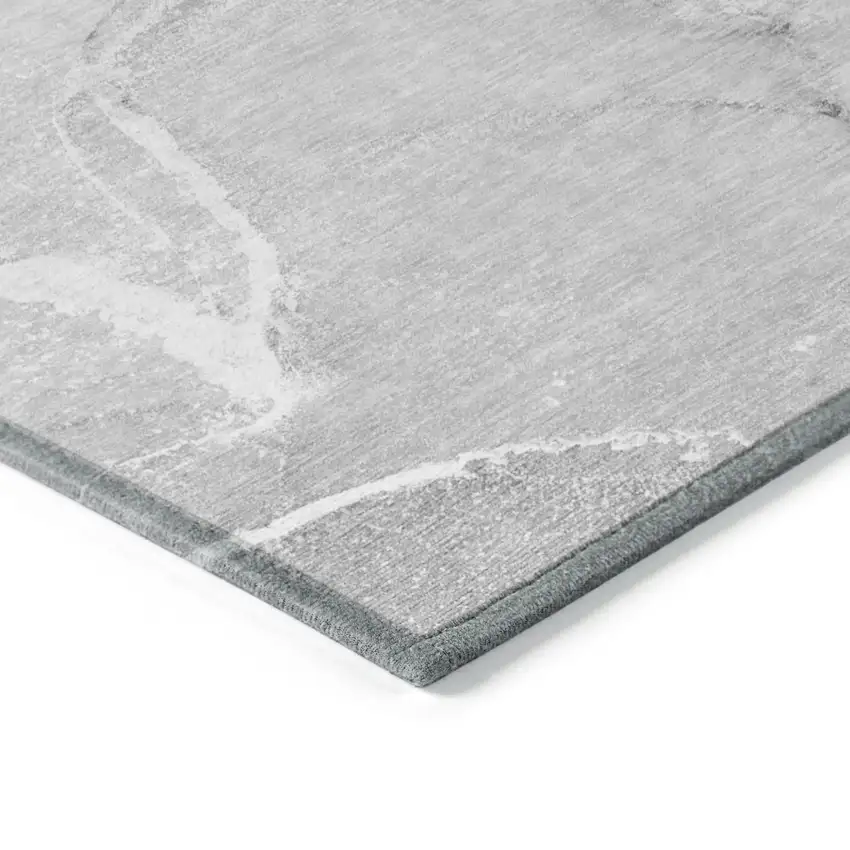Gray Abstract Washable Non Skid Indoor Outdoor Area Rug Photo 5