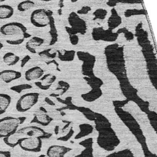 8' X 8' Gray And Black Animal Print Washable Round Rug With UV Protection Photo 3