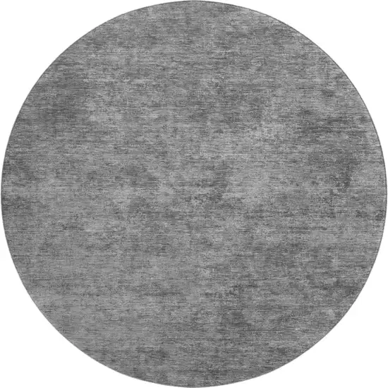 8' X 8' Gray And Charcoal Abstract Washable Round Rug With UV Protection Photo 1