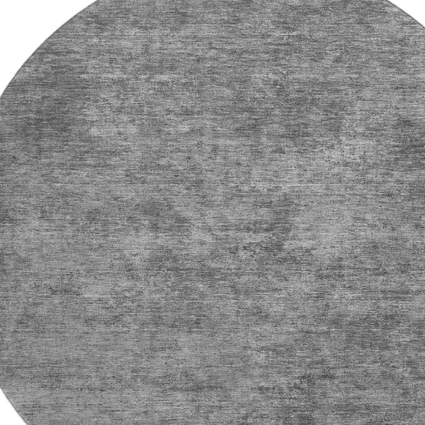 8' X 8' Gray And Charcoal Abstract Washable Round Rug With UV Protection Photo 2