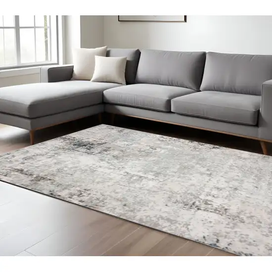 Gray Cream And Taupe Abstract Stain Resistant Area Rug Photo 1