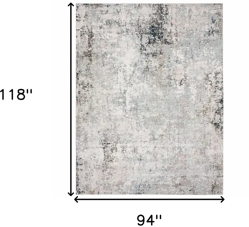 8' X 10' Gray Cream And Taupe Abstract Stain Resistant Area Rug Photo 6