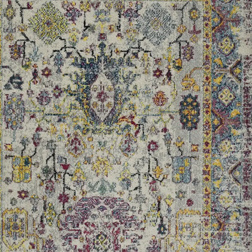 3' X 5' Gray Floral Power Loom Area Rug Photo 8