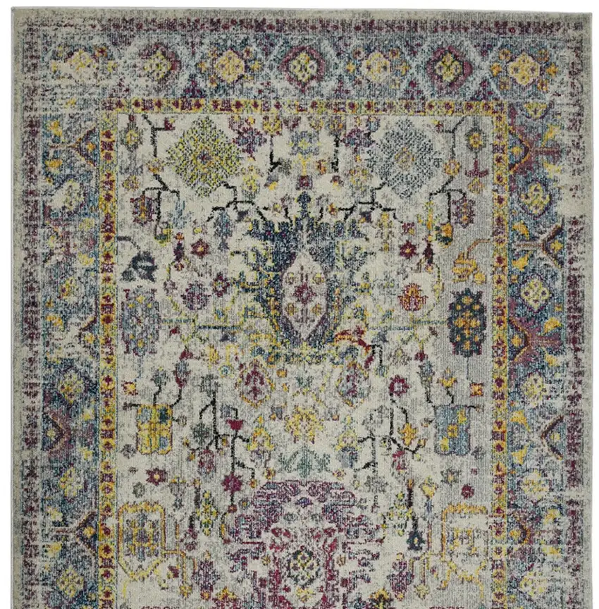 3' X 5' Gray Floral Power Loom Area Rug Photo 9
