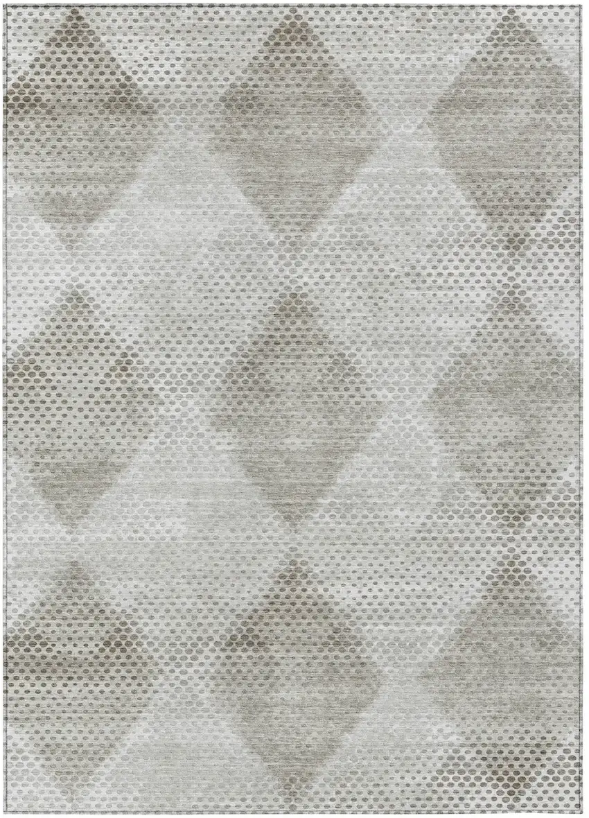 Gray Geometric Washable Non Skid Indoor Outdoor Area Rug Photo 2