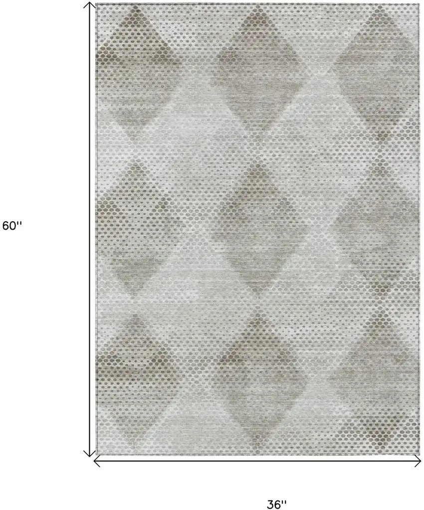 Gray Geometric Washable Non Skid Indoor Outdoor Area Rug Photo 3