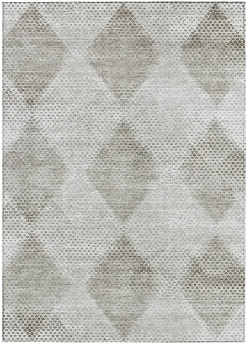 Gray Geometric Washable Non Skid Indoor Outdoor Area Rug Photo 5