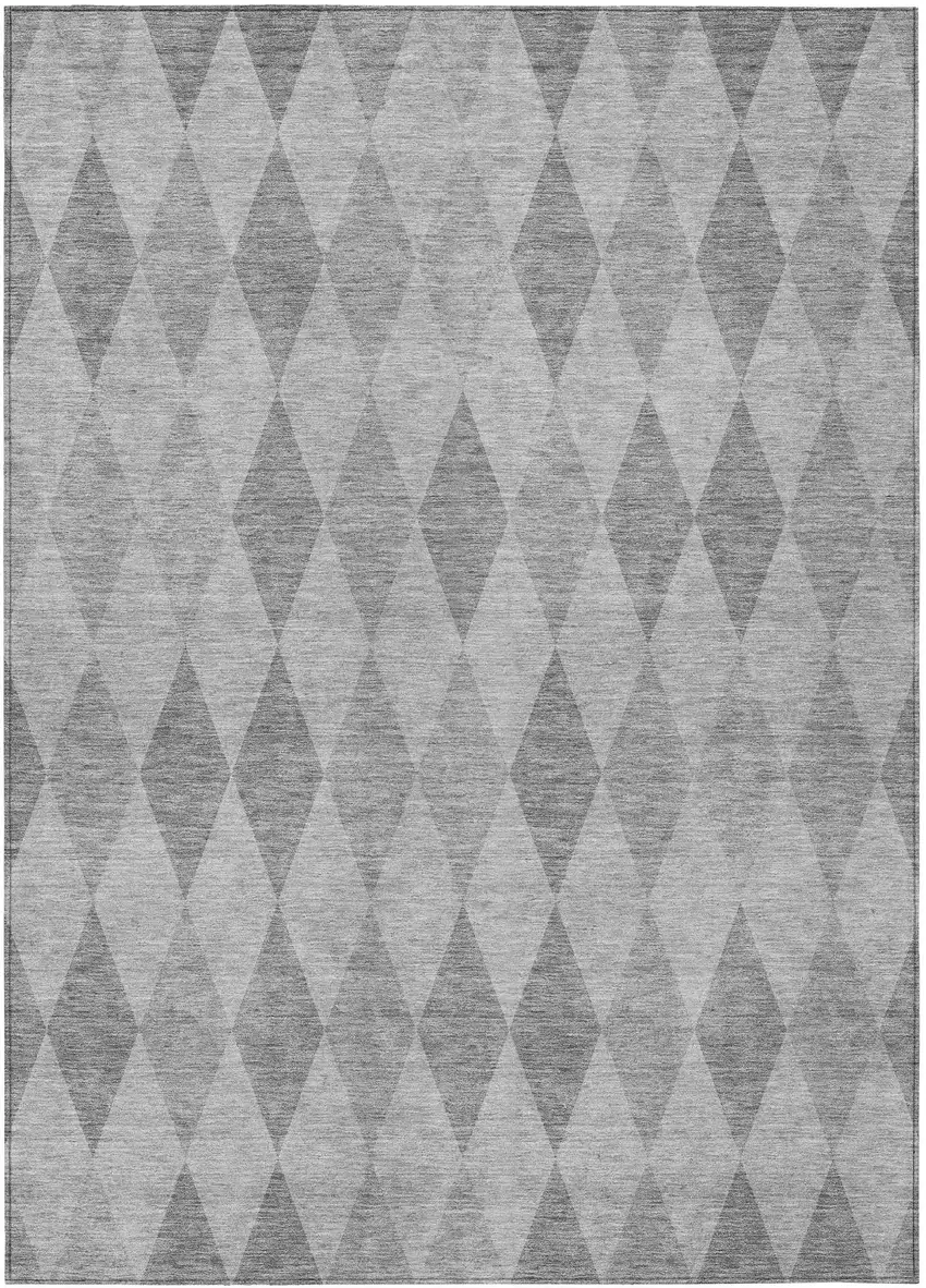 Gray Geometric Washable Non Skid Indoor Outdoor Area Rug Photo 2