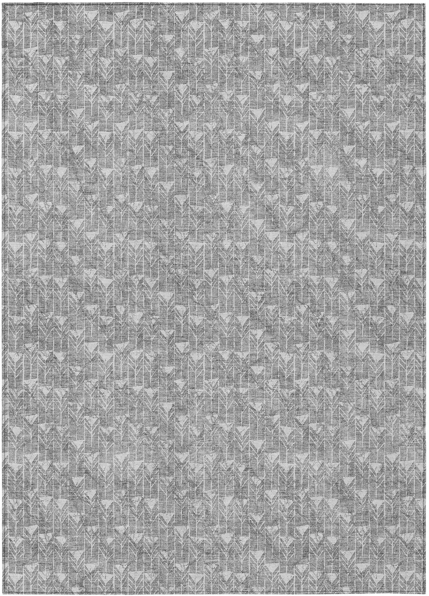 3' X 4' Gray Geometric Washable Non Skid Indoor Outdoor Area Rug Photo 2