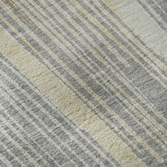 8' X 8' Gray Gold And Silver Geometric Washable Round Rug With UV Protection Photo 8