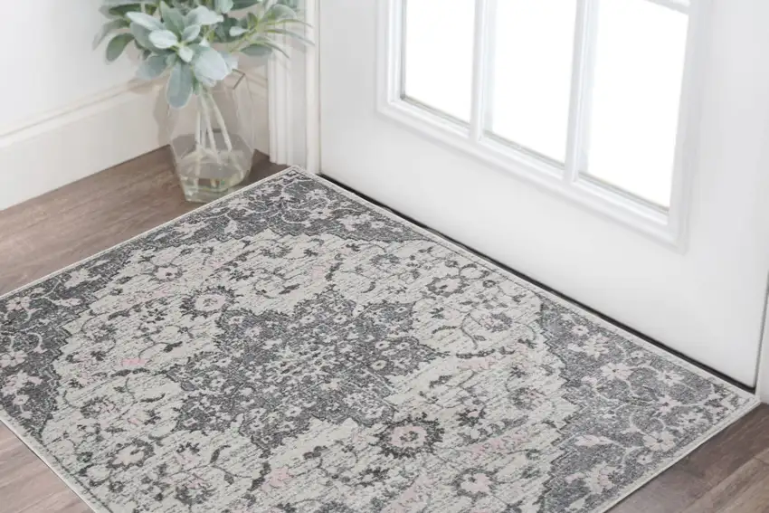 3' X 5' Gray Medallion Power Loom Area Rug Photo 1