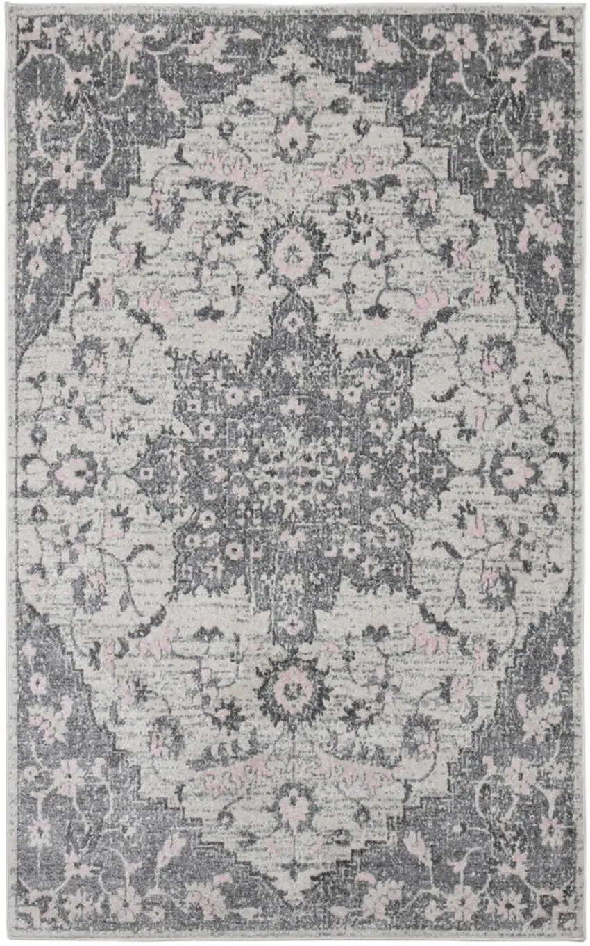 3' X 5' Gray Medallion Power Loom Area Rug Photo 6