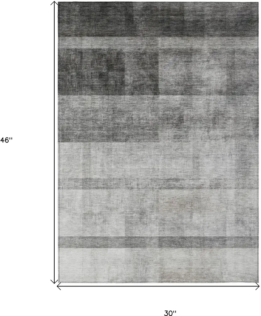 3' X 4' Gray Ombre Washable Non Skid Indoor Outdoor Area Rug Photo 3