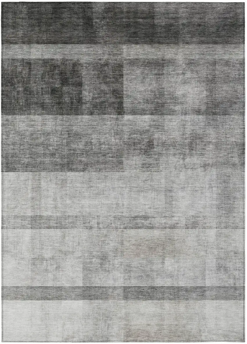 3' X 5' Gray Ombre Washable Non Skid Indoor Outdoor Area Rug Photo 2