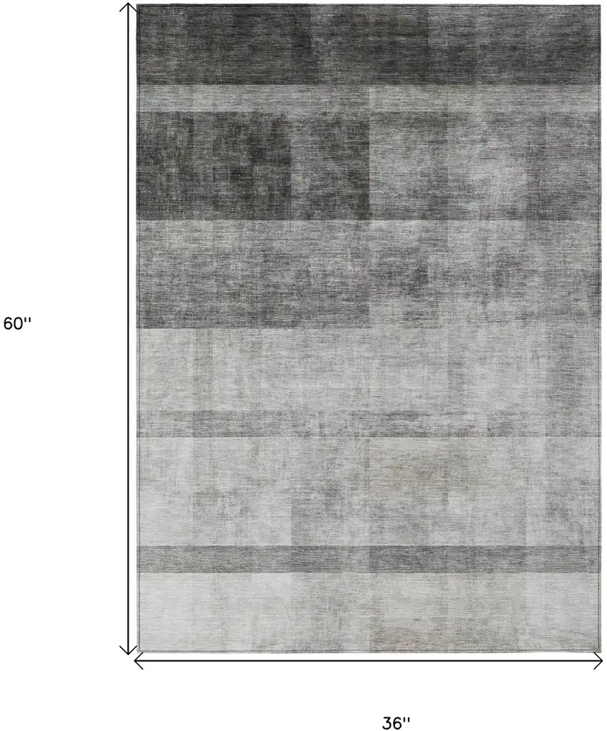 Gray Ombre Washable Non Skid Indoor Outdoor Area Rug Photo 3