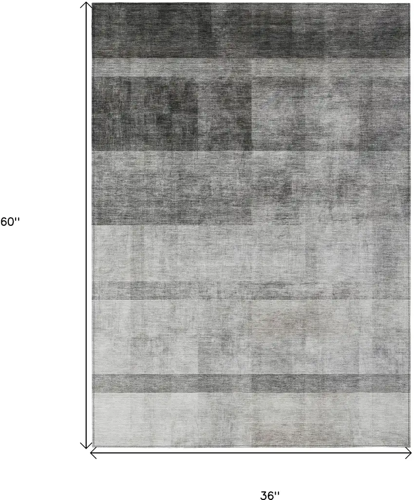 Gray Ombre Washable Non Skid Indoor Outdoor Area Rug Photo 3