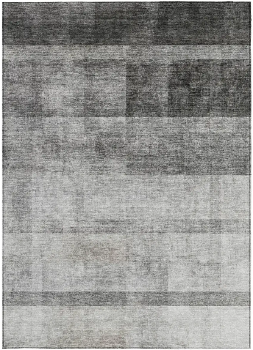 Gray Ombre Washable Non Skid Indoor Outdoor Area Rug Photo 4