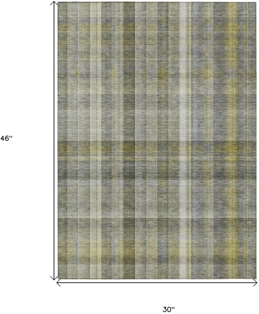 3' X 4' Gray Plaid Washable Non Skid Indoor Outdoor Area Rug Photo 3