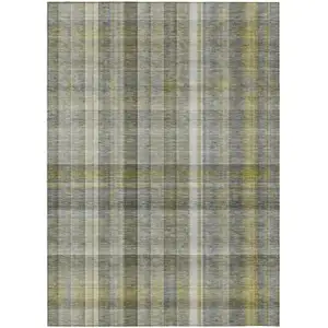 Photo of 3' X 5' Gray Plaid Washable Non Skid Indoor Outdoor Area Rug