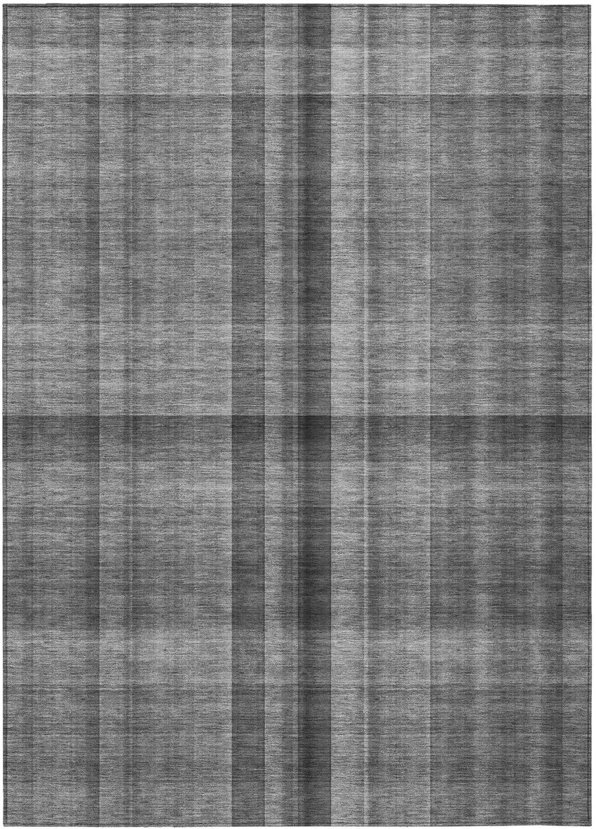 3' X 5' Gray Plaid Washable Non Skid Indoor Outdoor Area Rug Photo 2