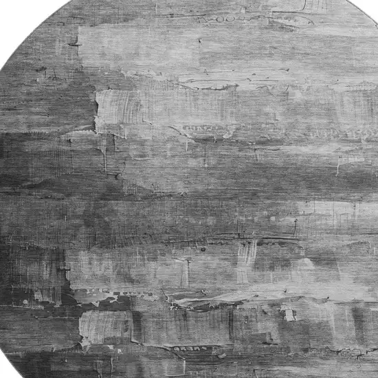 8' X 8' Gray Silver And Charcoal Abstract Washable Round Rug With UV Protection Photo 2