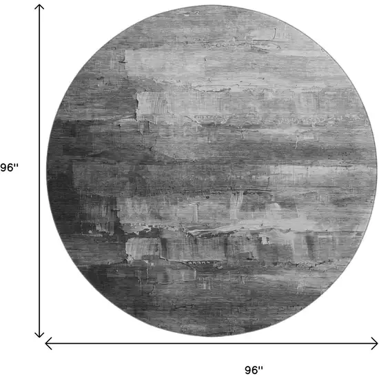 8' X 8' Gray Silver And Charcoal Abstract Washable Round Rug With UV Protection Photo 9