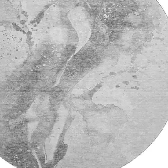 8' X 8' Gray Silver And Charcoal Abstract Washable Round Rug With UV Protection Photo 2