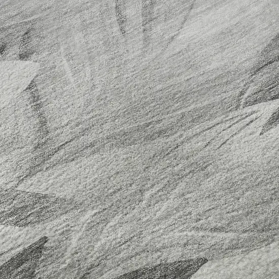 8' X 8' Gray Silver And Charcoal Floral Washable Round Rug With UV Protection Photo 8