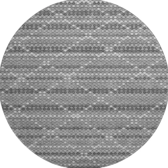 8' X 8' Gray Silver And Charcoal Geometric Washable Round Rug With UV Protection Photo 3