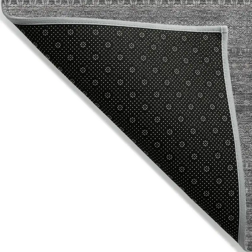 3' X 4' Gray Striped Washable Non Skid Indoor Outdoor Area Rug Photo 6