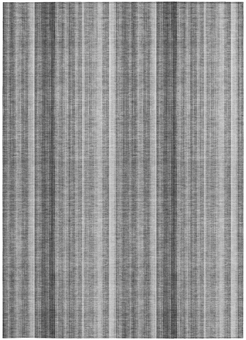 Gray Striped Washable Non Skid Indoor Outdoor Area Rug Photo 4