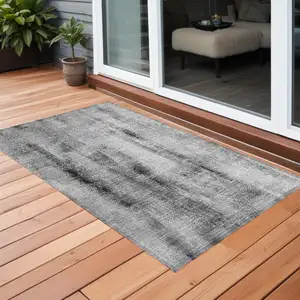Photo of 3' X 4' Gray Washable Non Skid Indoor Outdoor Area Rug