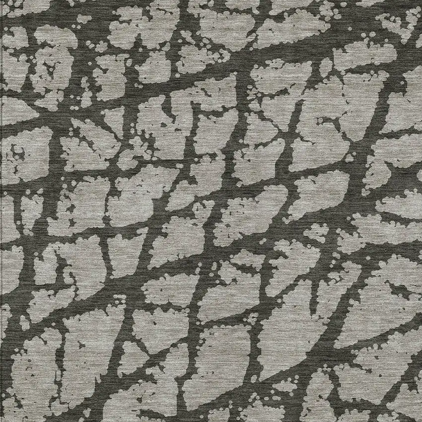 3' X 4' Gray and Black Abstract Washable Non Skid Indoor Outdoor Area Rug Photo 7