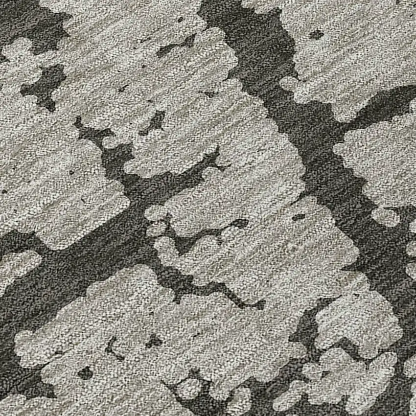 Gray and Black Abstract Washable Non Skid Indoor Outdoor Area Rug Photo 8