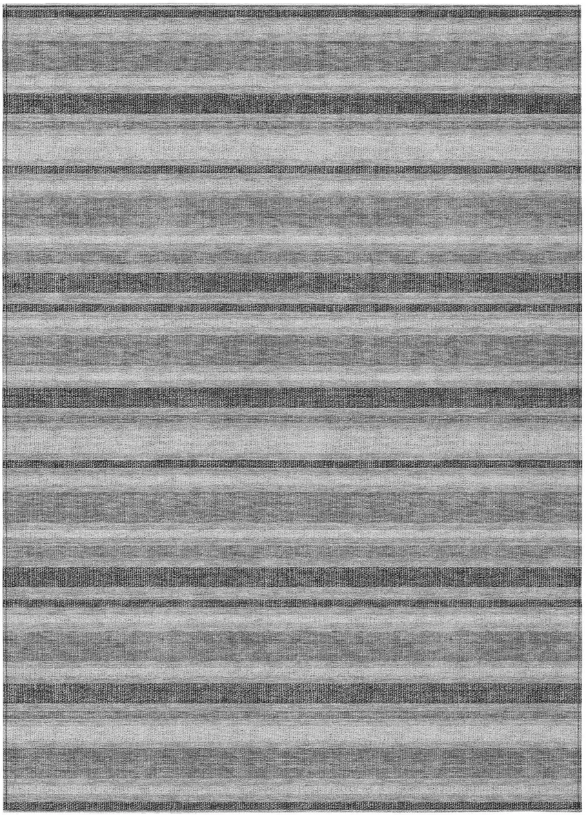 3' X 4' Gray and Black Striped Washable Non Skid Indoor Outdoor Area Rug Photo 2