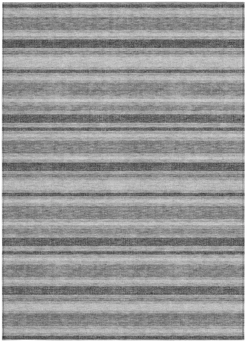 Gray and Black Striped Washable Non Skid Indoor Outdoor Area Rug Photo 4