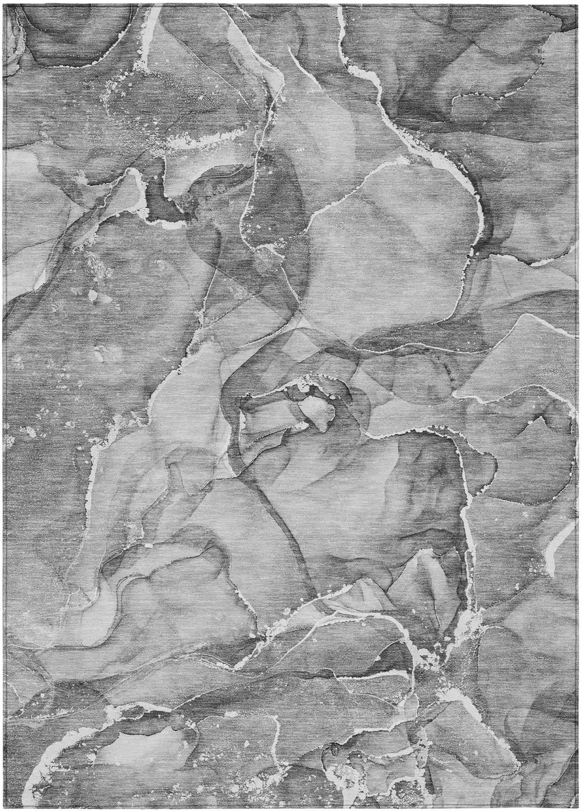 3' X 4' Gray and Ivory Abstract Washable Non Skid Indoor Outdoor Area Rug Photo 2