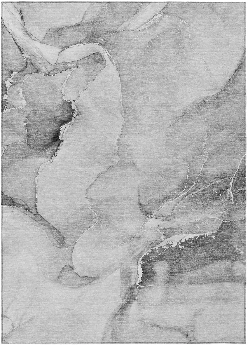 Gray and Ivory Abstract Washable Non Skid Indoor Outdoor Area Rug Photo 2