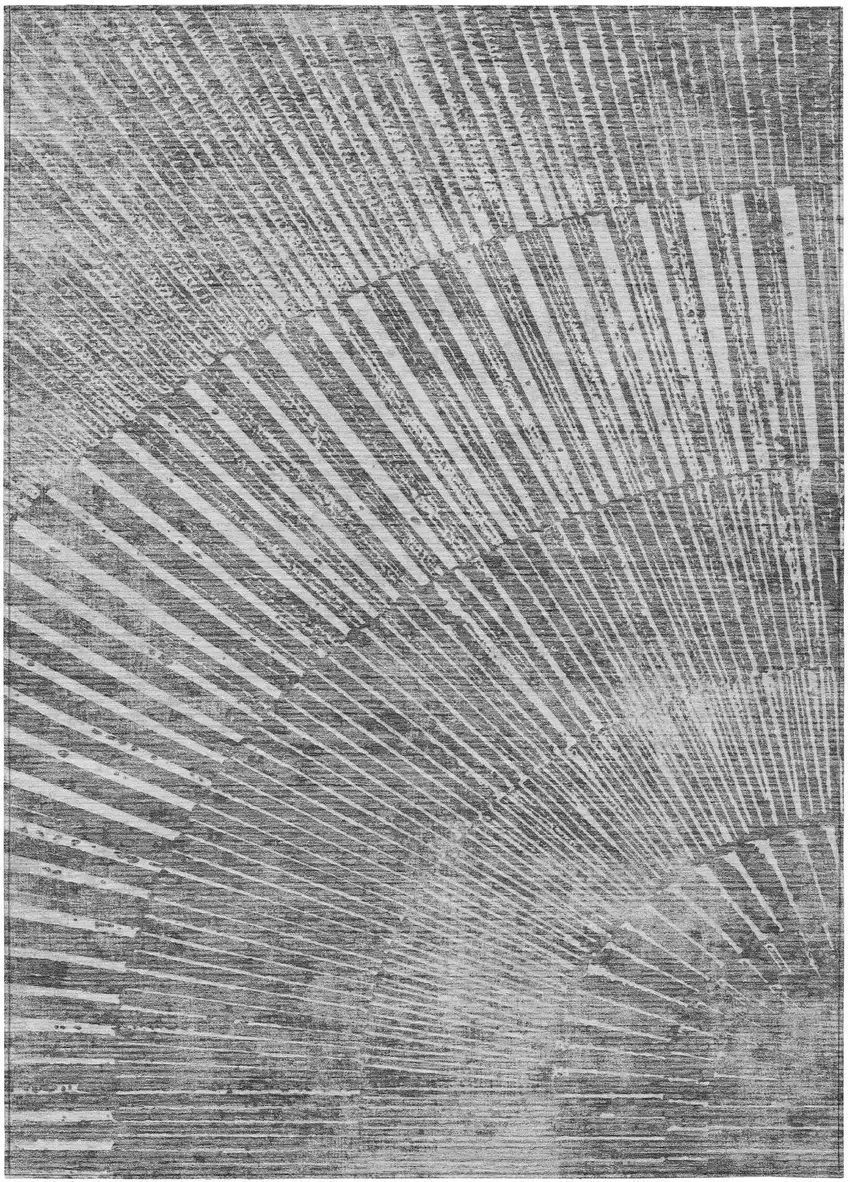 3' X 5' Gray and Ivory Abstract Washable Non Skid Indoor Outdoor Area Rug Photo 2