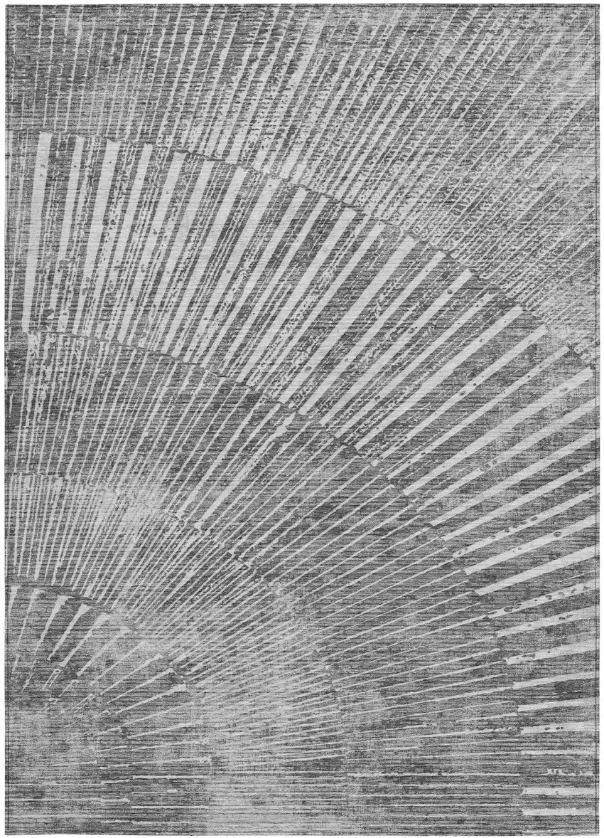 3' X 5' Gray and Ivory Abstract Washable Non Skid Indoor Outdoor Area Rug Photo 5