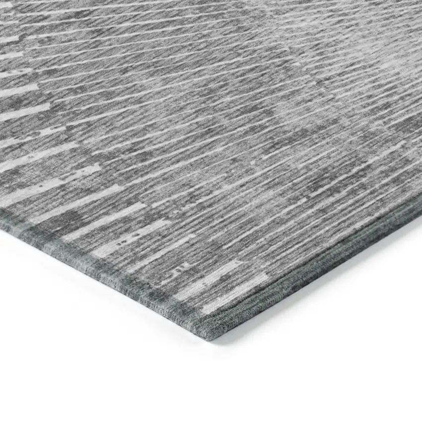 3' X 5' Gray and Ivory Abstract Washable Non Skid Indoor Outdoor Area Rug Photo 7
