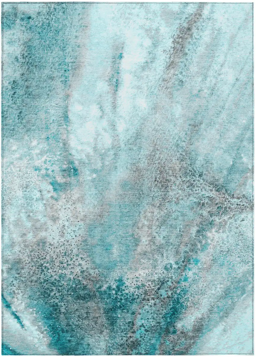 3' X 4' Gray and Ivory Abstract Washable Non Skid Indoor Outdoor Area Rug Photo 2