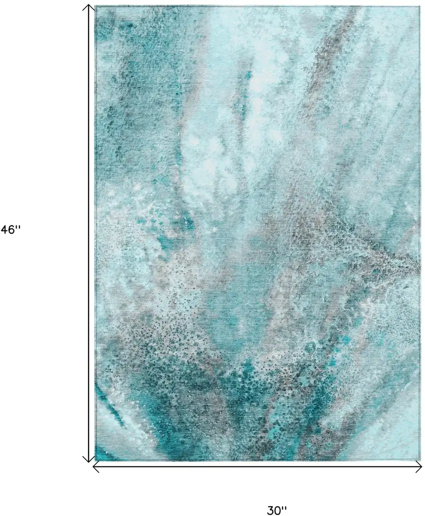 Gray and Ivory Abstract Washable Non Skid Indoor Outdoor Area Rug Photo 3