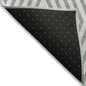 Photo of 3' X 5' Gray and Ivory Geometric Washable Non Skid Indoor Outdoor Area Rug