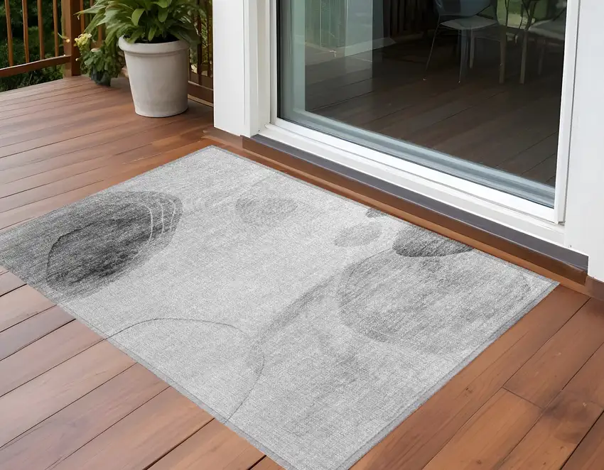 Gray and Light Gray Abstract Washable Non Skid Indoor Outdoor Area Rug Photo 1